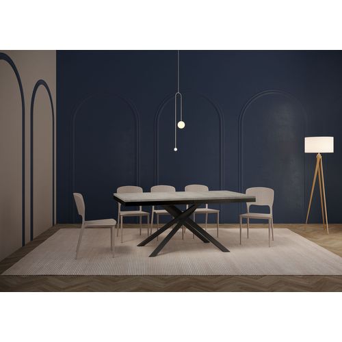 Table Extensible 90x180/284 Cm Karida Evolution Gris Béton Cadre Anthracite