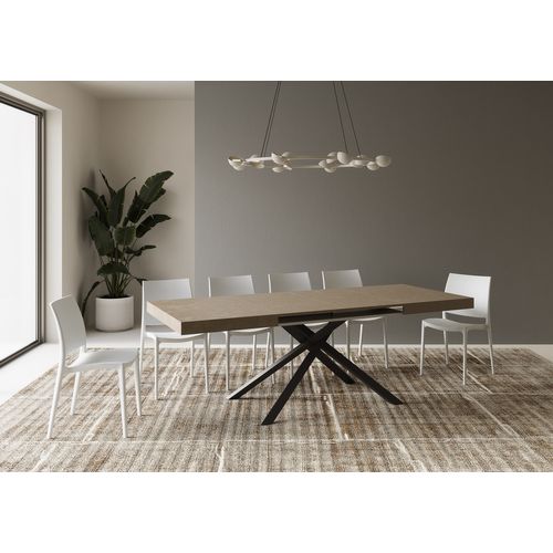Table Extensible 90x120/224 Cm Karida Taupe Pieds Anthracite