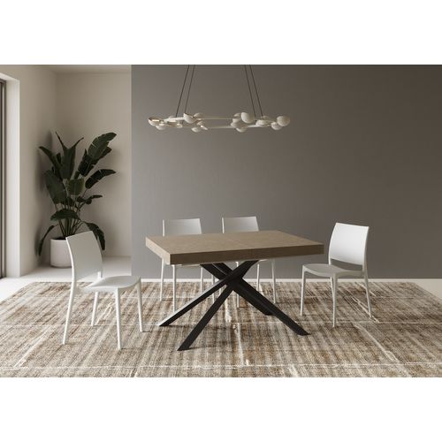 Table Extensible 90x140/244 Cm Karida Taupe Pieds Anthracite
