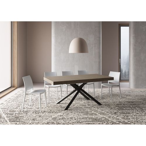 Table Extensible 90x180/284 Cm Karida Taupe Pieds Anthracite