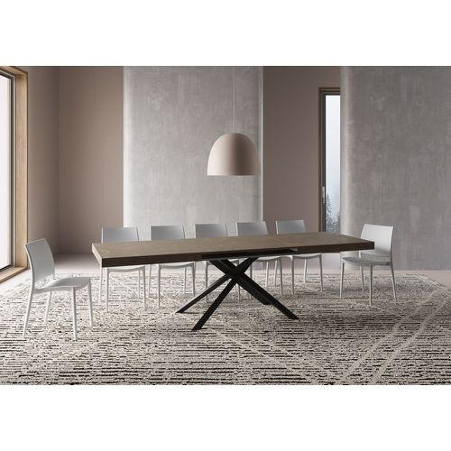 Table Extensible 90x180/284 Cm Karida Taupe Pieds Anthracite