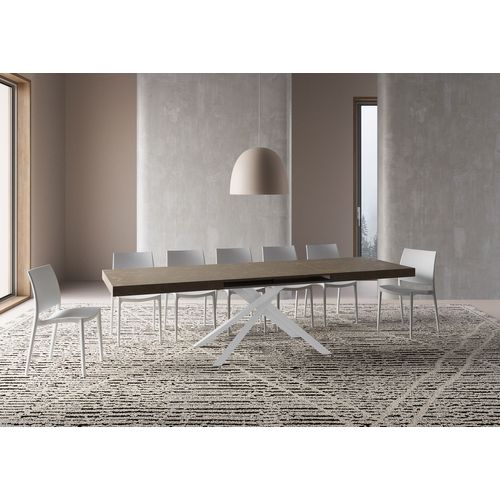 Table Extensible 90x180/284 Cm Karida Taupe Pieds Blancs