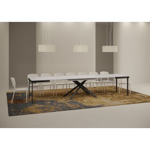 Table Extensible 90x120/380 Cm Karida Evolution Frêne Blanc Cadre Anthracite