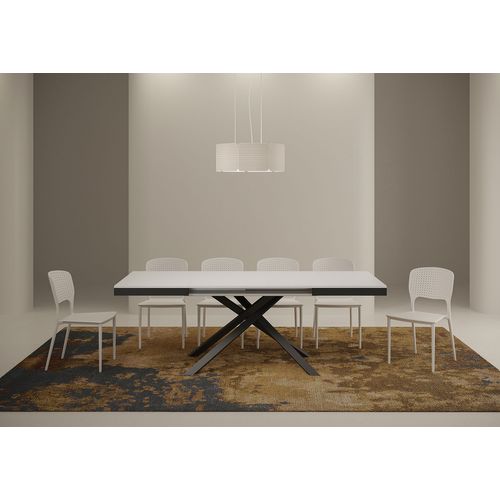 Table Extensible 90x120/380 Cm Karida Evolution Frêne Blanc Cadre Anthracite