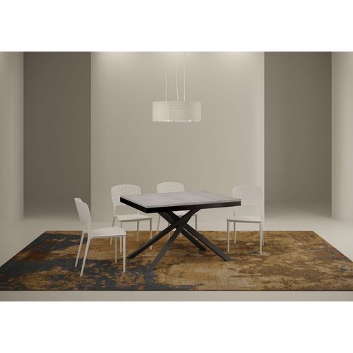 Table Extensible 90x120/380 Cm Karida Evolution Gris Béton Cadre Anthracite