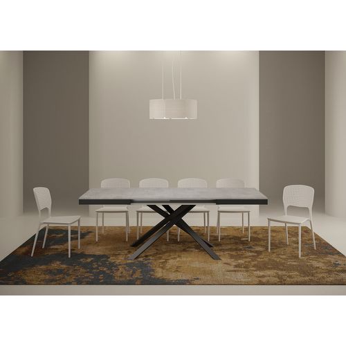 Table Extensible 90x120/380 Cm Karida Evolution Gris Béton Cadre Anthracite