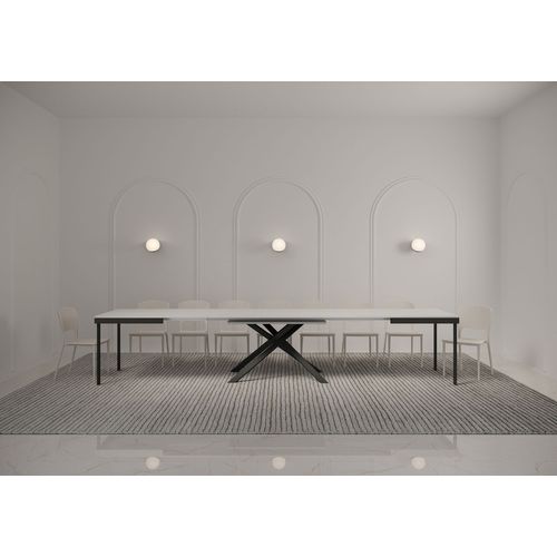 Table Extensible 90x160/420 Cm Karida Evolution Frêne Blanc Cadre Anthracite
