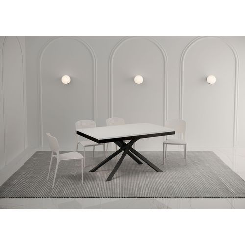 Table Extensible 90x160/420 Cm Karida Evolution Frêne Blanc Cadre Anthracite