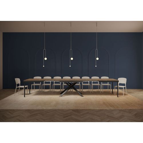 Table Extensible 90x180/440 Cm Karida Evolution Noyer Cadre Anthracite