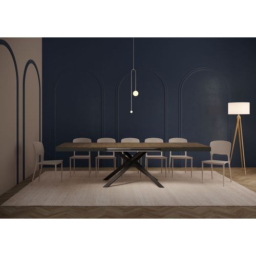 Table Extensible 90x180/440 Cm Karida Evolution Noyer Cadre Anthracite