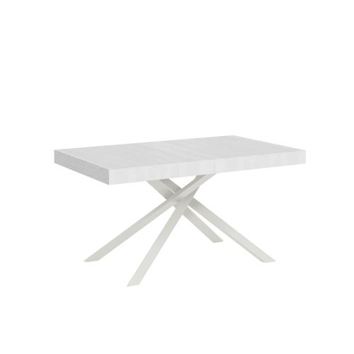 Table Extensible 80x140/224 Cm Karida Frêne Blanc Pieds Blancs