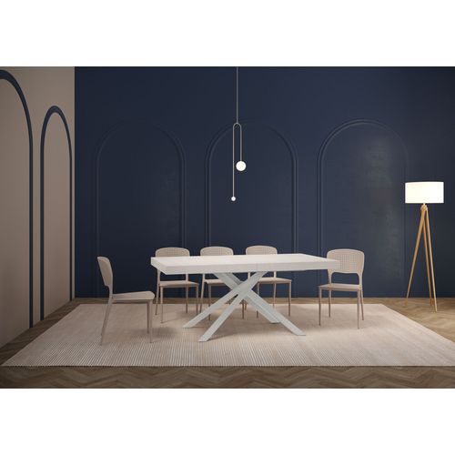 Table Extensible 80x160/244 Cm Karida Frêne Blanc Pieds Blancs
