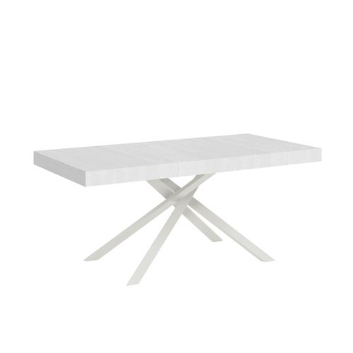 Table Extensible 80x160/244 Cm Karida Frêne Blanc Pieds Blancs