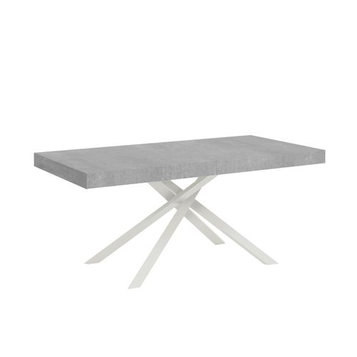 Table Extensible 80x160/244 Cm Karida Gris Béton Pieds Blancs