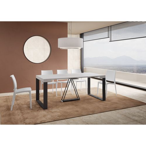 Console Extensible 90x40/300cm Sketa Frêne Blanc Cadre Anthracite