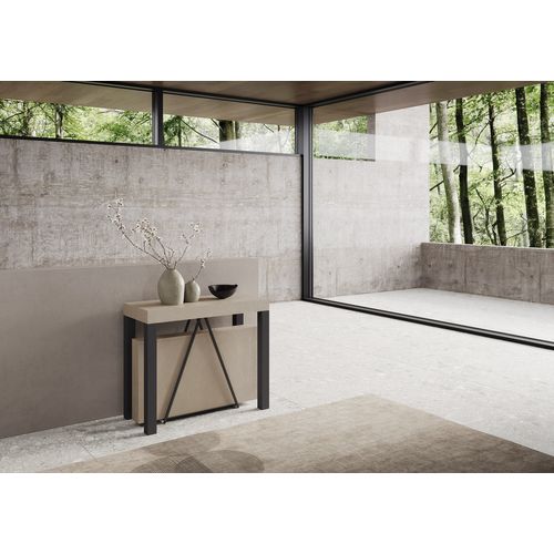 Console Extensible 90x40/300 Cm Tiris Cachemire Cadre Anthracite