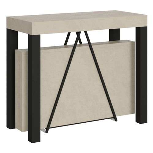 Console Extensible 90x40/300 Cm Tiris Cachemire Cadre Anthracite