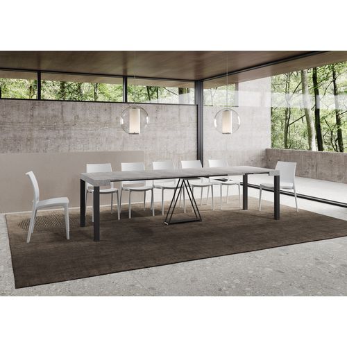 Console Extensible 90x40/300 Cm Tiris Gris Béton Cadre Anthracite