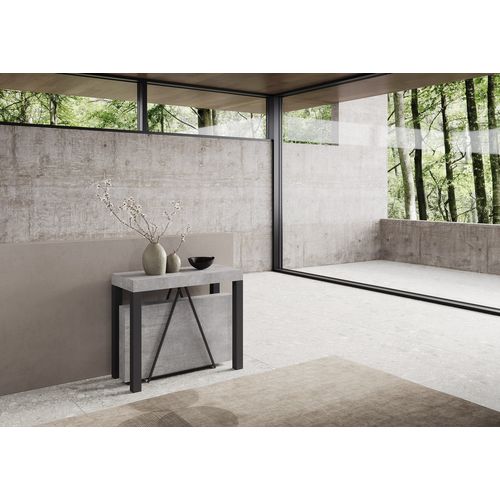 Console Extensible 90x40/300 Cm Tiris Gris Béton Cadre Anthracite