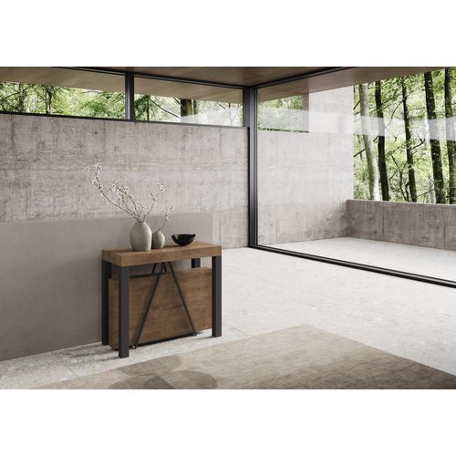 Console Extensible 90x40/300 Cm Tiris Noyer Cadre Anthracite