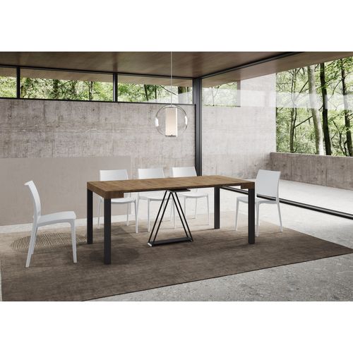 Console Extensible 90x40/300 Cm Tiris Noyer Cadre Anthracite