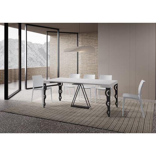 Console Extensible 90x40/196 Cm Aceres Small Frêne Blanc Cadre Anthracite