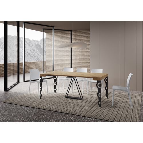Console Extensible 90x40/300cm Aceres Chêne Nature Cadre Anthracite