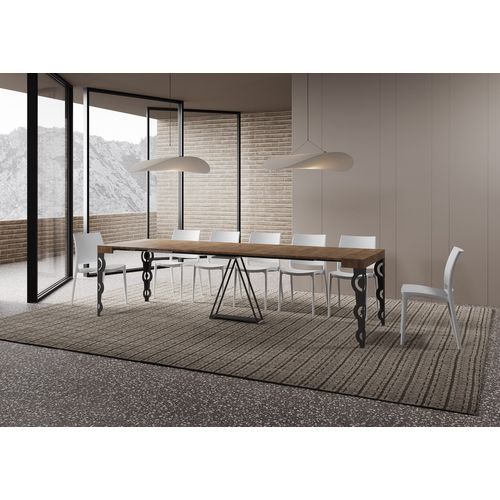 Console Extensible 90x40/300cm Aceres Noyer Cadre Anthracite