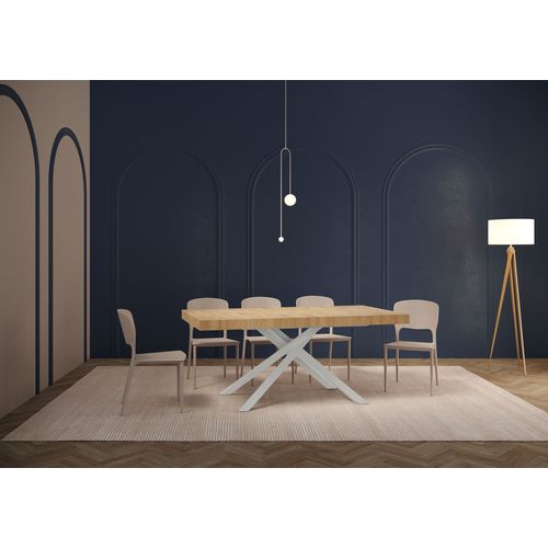 Table Extensible 90x200/304cm Karida Chêne Nature Pieds Blancs