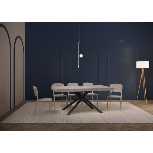 Table Extensible 90x200/460cm Karida Gris Béton Pieds Anthracite