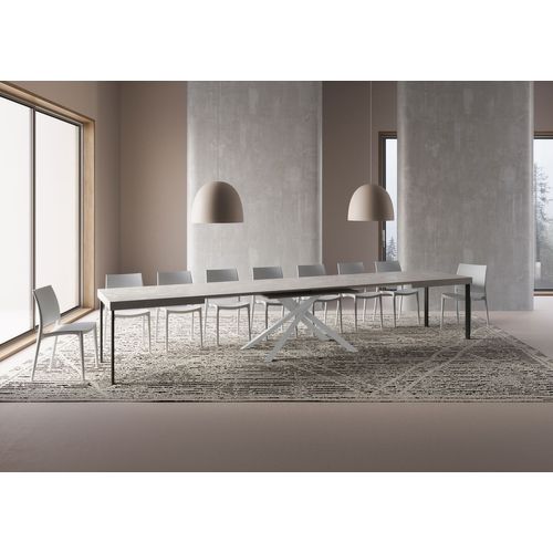Table Extensible 90x200/460cm Karida Cachemire Pieds Blancs
