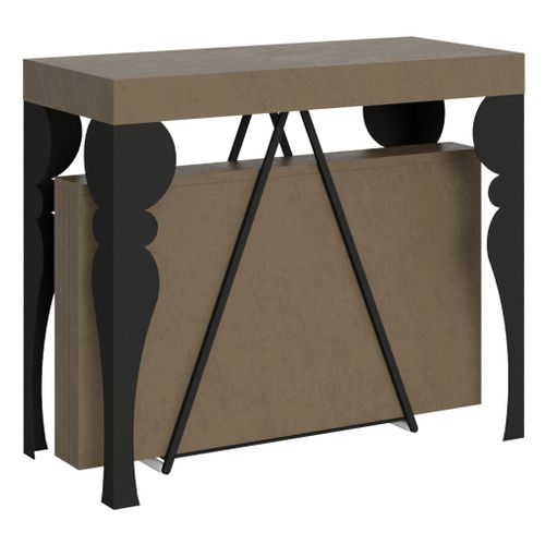 Console Extensible 90x40/196 Cm Riza Small Taupe Cadre Anthracite