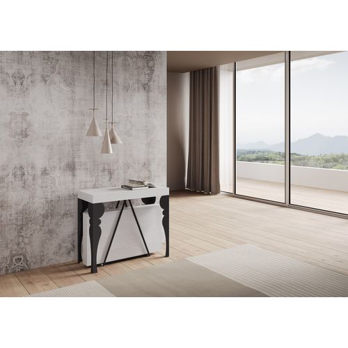 Console Extensible 90x40/196 Cm Riza Small Frêne Blanc Cadre Anthracite