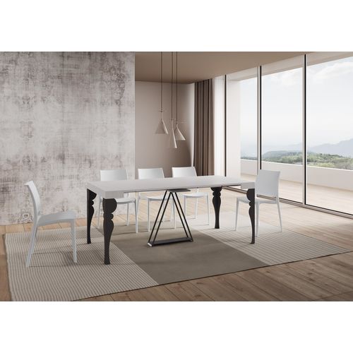 Console Extensible 90x40/196 Cm Riza Small Frêne Blanc Cadre Anthracite