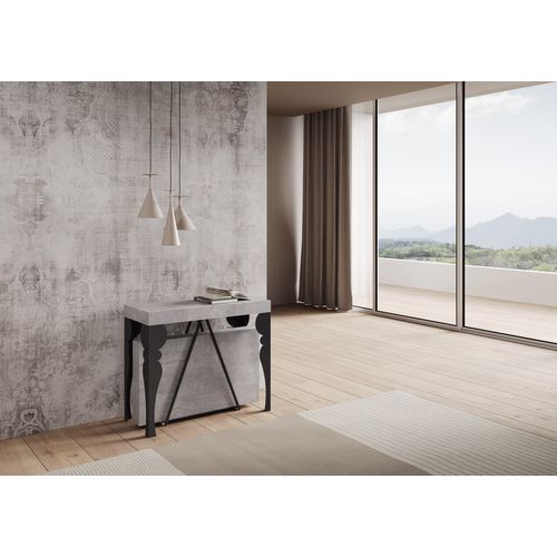 Console Extensible 90x40/196 Cm Riza Small Gris Béton Cadre Anthracite