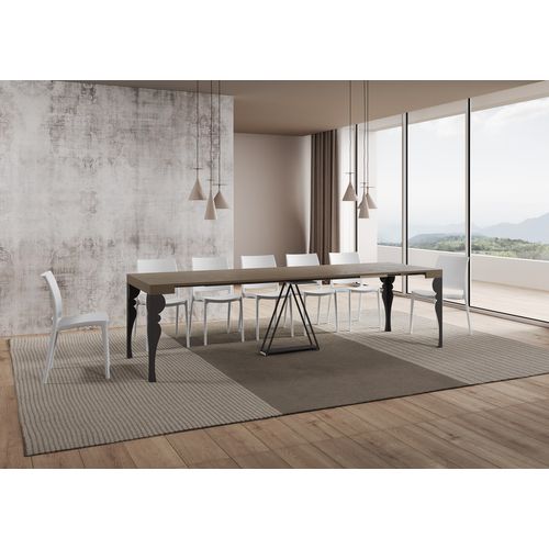 Console Extensible 90x40/300 Cm Riza Taupe Cadre Anthracite