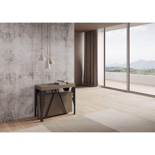 Console Extensible 90x40/300 Cm Riza Taupe Cadre Anthracite