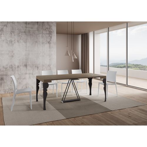 Console Extensible 90x40/300 Cm Riza Taupe Cadre Anthracite