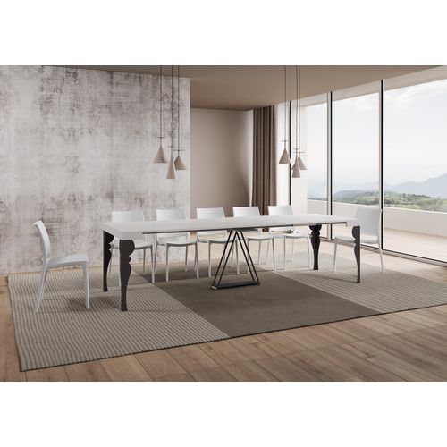 Console Extensible 90x40/300 Cm Riza Frêne Blanc Cadre Anthracite