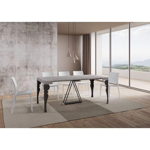 Console Extensible 90x40/300 Cm Riza Gris Béton Cadre Anthracite