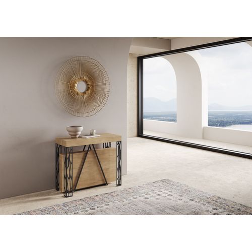 Console Extensible 90x40/196 Cm Kerpa Small Chêne Nature Cadre Anthracite