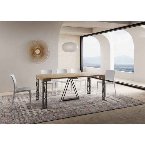 Console Extensible 90x40/196 Cm Kerpa Small Chêne Nature Cadre Anthracite