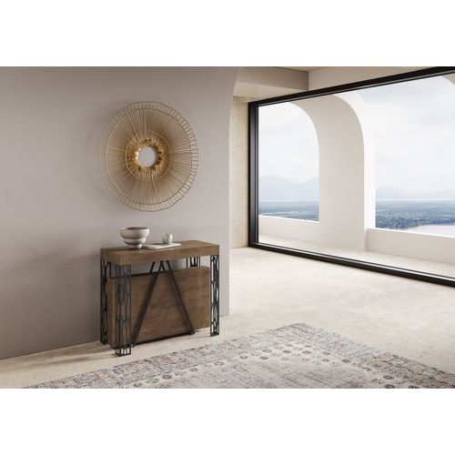 Console Extensible 90x40/196 Cm Kerpa Small Noyer Cadre Anthracite