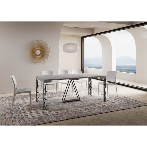 Console Extensible 90x40/196 Cm Kerpa Small Gris Béton Cadre Anthracite