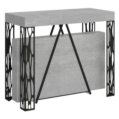 Console Extensible 90x40/196 Cm Kerpa Small Gris Béton Cadre Anthracite