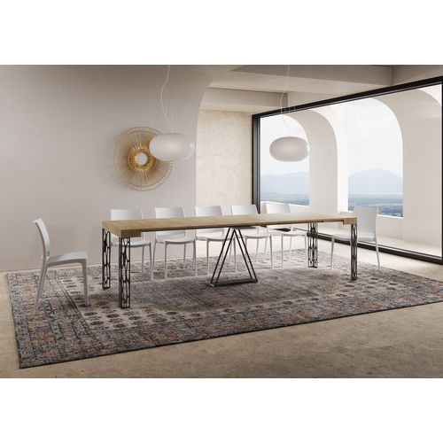 Console Extensible 90x40/300 Cm Kerpa Chêne Nature Cadre Anthracite
