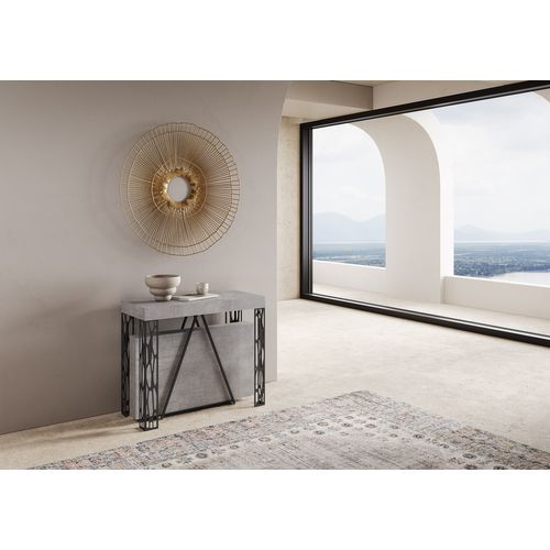 Console Extensible 90x40/300 Cm Kerpa Gris Béton Cadre Anthracite