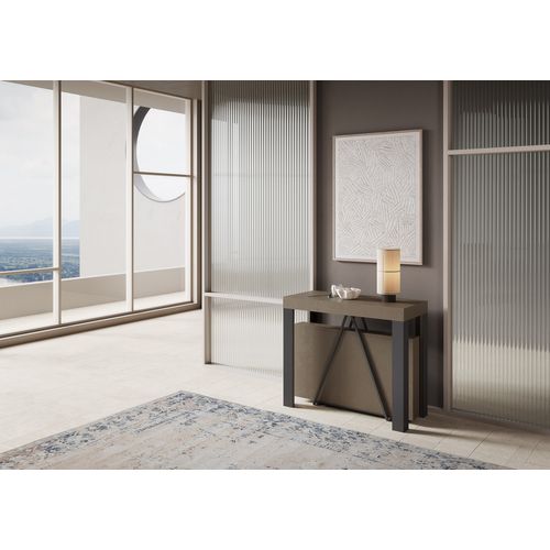 Console Extensible 90x40/196 Cm Tarax Small Taupe Cadre Anthracite