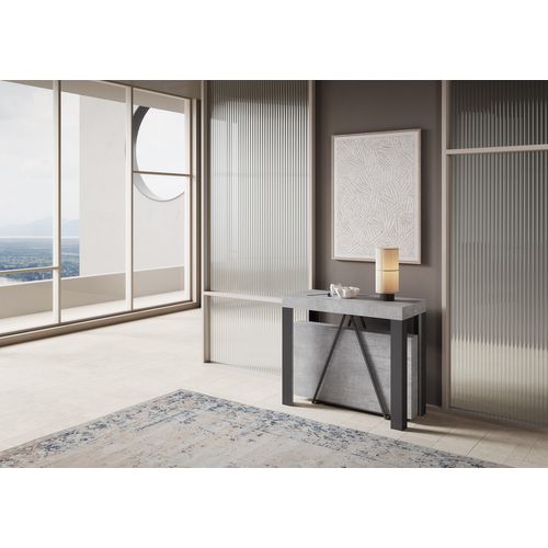 Console Extensible 90x40/196 Cm Tarax Small Gris Béton Cadre Anthracite