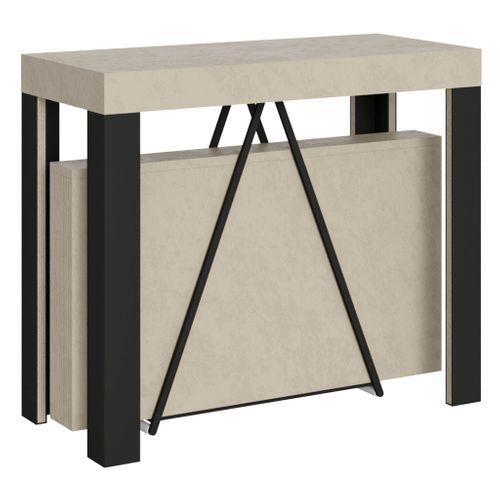 Console Extensible 90x40/300 Cm Tarax Cachemire Cadre Anthracite